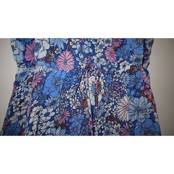 The General Good Women's Sz M Blue Floral Sofia Tiered Spaghetti Strap Dress - Picture 5 of 14